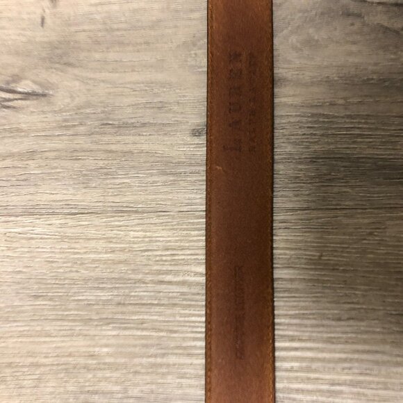 Lauren Ralph Lauren Genuine Leather Belt Cognac Equestrian Silver Chunky Buckle main image 2